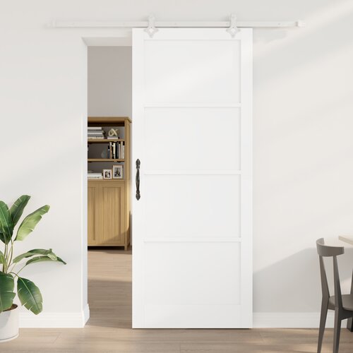 vidaXL drsna vrata s kompletom strojne opreme Bela 93x232 cm iz masivnega bora, notranja vrata 'ORKDAL'Bela 93x232x4 cm iz masivnega bora Cene