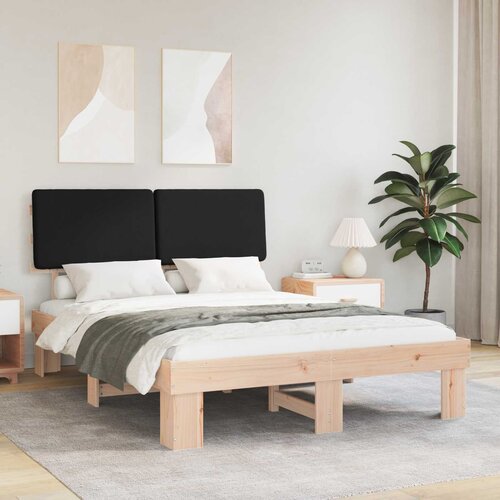vidaXL Posteljni okvir z oblazinjenim vzglavjem Črna 140 x 200 cm Cene