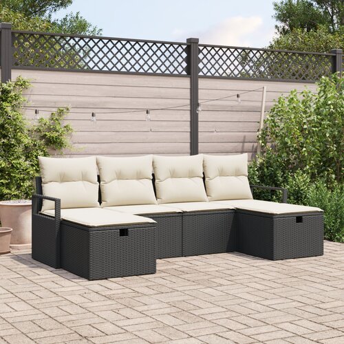 vidaXL Set vrtnih kauča s jastučićima Crni Poly Rattan, Kauč za vrt s jastučićima Crni Poly Rattan Cijene