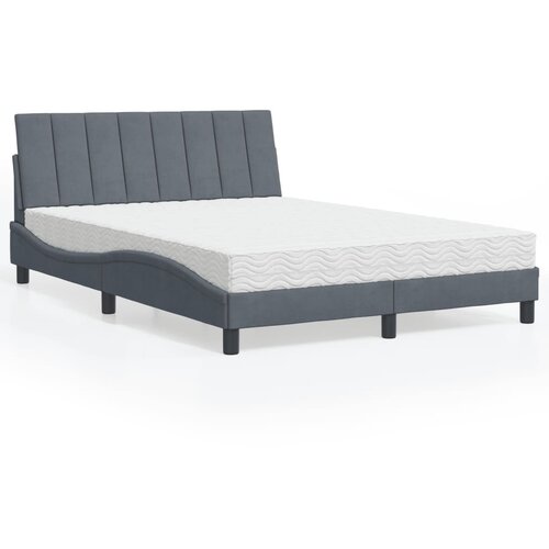 VidaXL Posteljni z vzmetnico temno siv 140x190 cm žamet Slike