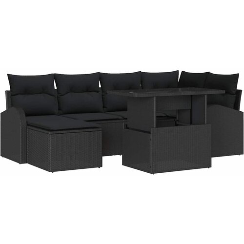 vidaXL Vrtna sedežna garnitura s shranjevanjem 7 pcs Črna Poly ratan, (5000144058) Cene