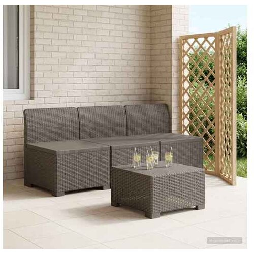 vidaXL Sofa za vrt za 3 osobe sa izgledom rattan 3-sjedalo PP - Svjetlosiva 3 x sredina bez jastuka Cijene