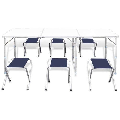 VidaXL sklopivi set stola za kampiranje i 6 stolaca podesiva visina 180x60 cm Slike