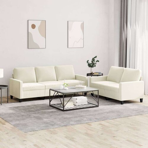  2-dijelni set sofa s jastucima krem baršunasti Cijene