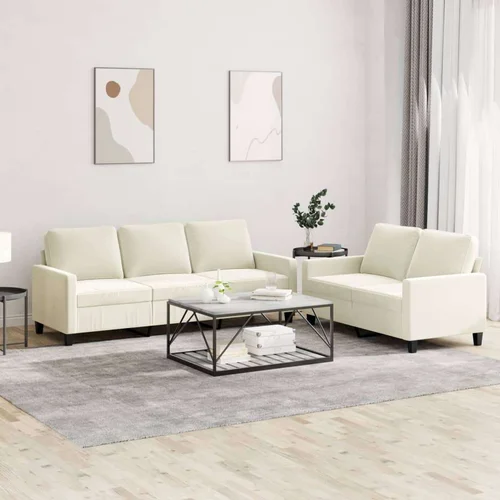  2-dijelni set sofa s jastucima krem baršunasti