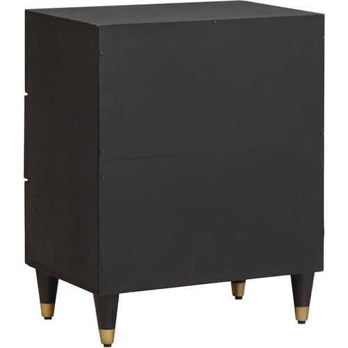  Noćni ormar s ladicama Crna 50 x 33 x 62 cm Čvrsto drvo manga Slike