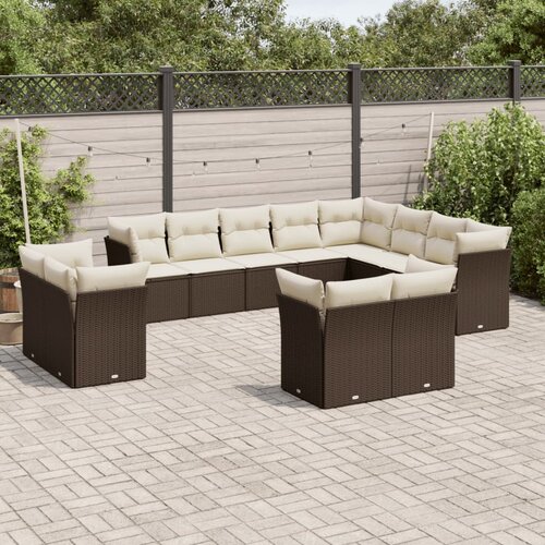 VidaXL 12-dijelni set vrtnih sofa od poliratana s jastucima smeđi Slike
