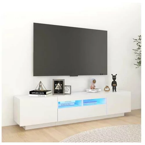  TV omarica z LED lučkami visok sijaj bela 180x35x40 cm