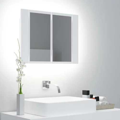vidaXL LED kopalniška omarica z ogledalom bela 60x12x45 cm