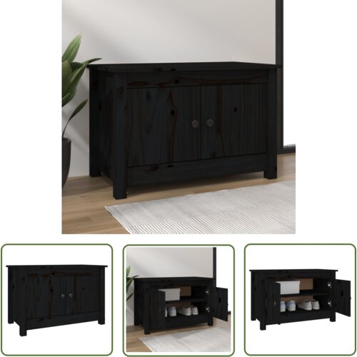 The Living Store Omarica za čevlje črna 70x38x45,5 cm trdna borovina - Omarica Za Čevlje, (21744645) Cene