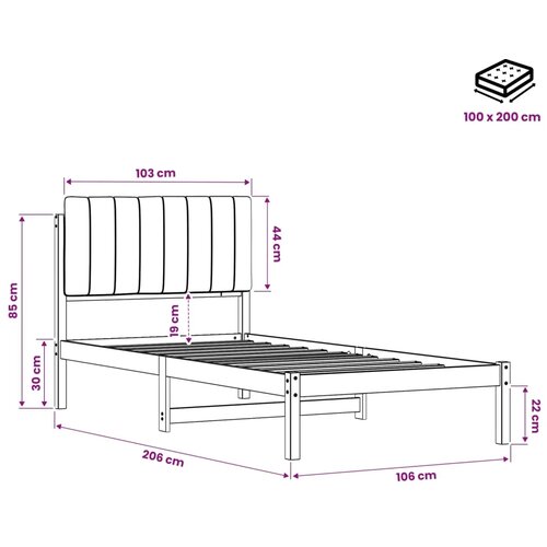  Krevetni okvir s tapiciranim uzglavljem Bijelo isprana i taupe - Bijelo isprana i taupe 100 x 200 cm Slike