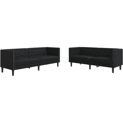 vidaXL Chesterfield garnitura od 2 dijela  crna  umjetna koža - Crna 1 dvosjed + trosjed Cijene