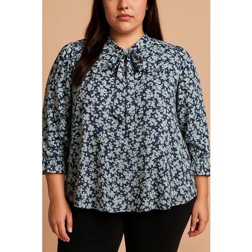 Fenzy Plus Size Bluza S Cvjetnim Printom, Plava Slike