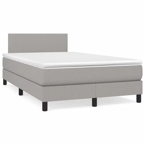 vidaXL Boxspring postelja z vzmetnico svetlo siva 120x190 cm blago
