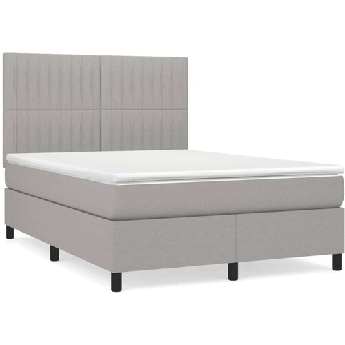  Krevet s oprugama i madracem svjetlosivi 140x190 cm od tkanine Slike