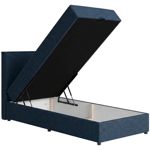 MID.YOU POSTELJA Z VZMETNICO 100 cm x 200 cm , tekstil, leseni material temno modra Slike