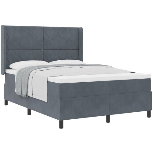 vidaXL Box Spring Krevet s Madracem Tamno Siva 140x200 cm Baršun Cene