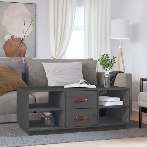 VidaXL Klubska mizica siva 100x50x41 cm trdna borovina Slike