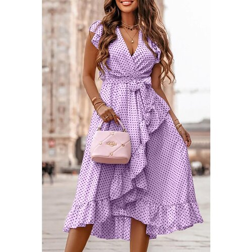 Fenzy Midi Haljina S Uzorkom Na Točkice, Lila Cijene