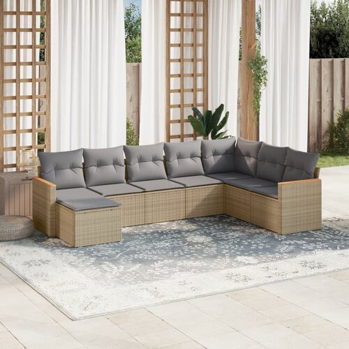 vidaXL 8-dijelni set vrtnih sofa s jastucima bež od poliratana Cijene