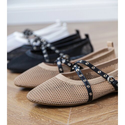 Gemre Brown mesh ballerinas with decorative buckle Zerid Slike