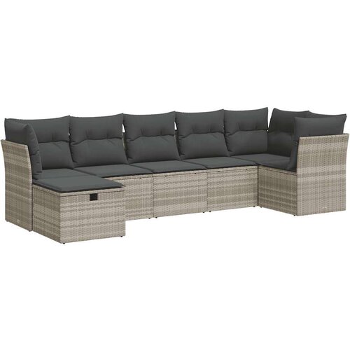 VidaXL 7-dijelni set vrtnih sofa svjetlosivi od poliratana Slike