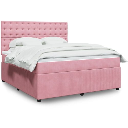 vidaXL Box spring postelja z vzmetnico roza 180x200 cm žamet Cene