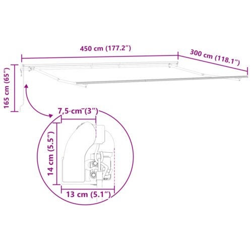 vidaXL avtomatska retraktibilna tenda Rdeča 450x300 cm, nadomestno platno za tenda za okvir 4,5x3 m Rdeče Cene