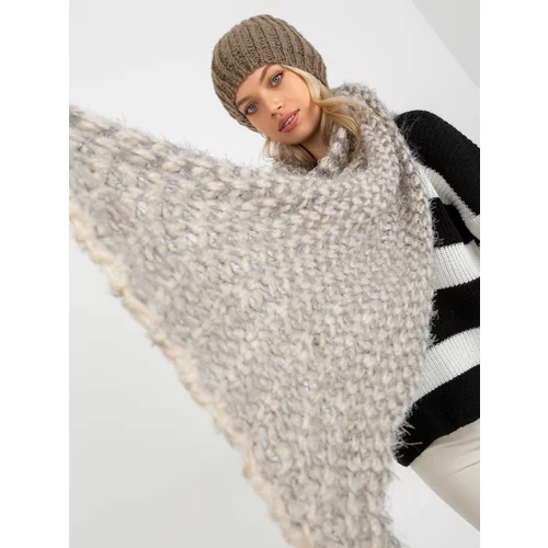 Fashion Hunters Beige and gray women's knitted scarf