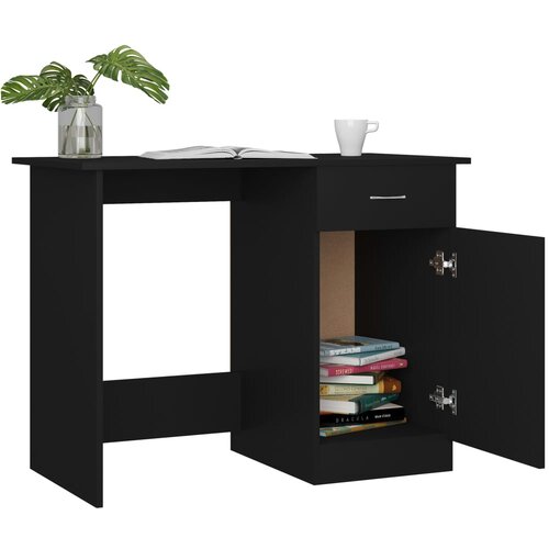  Radni stol crni 100 x 50 x 76 cm od konstruiranog drva Slike