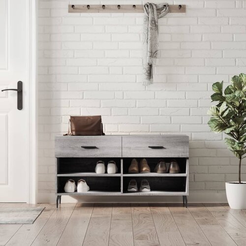  Klupa za cipele siva boja hrasta 102x35x55 cm konstruirano drvo Slike