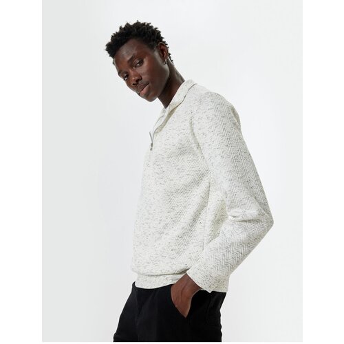 Koton Half Zip Sweatshirt Textured Cotton Cene