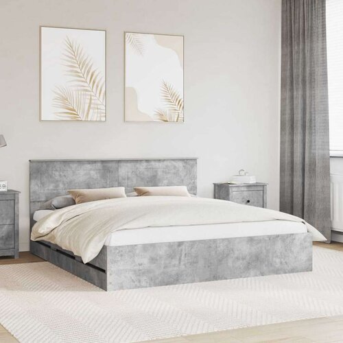  Okvir za krevet s ladicama Betonski sivi 180 x 200 cm - Beton siva 180 x 200 cm Cene