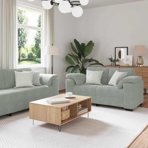  3-dijelni set sofa s jastucima, svijetlo sivi baršun Cene