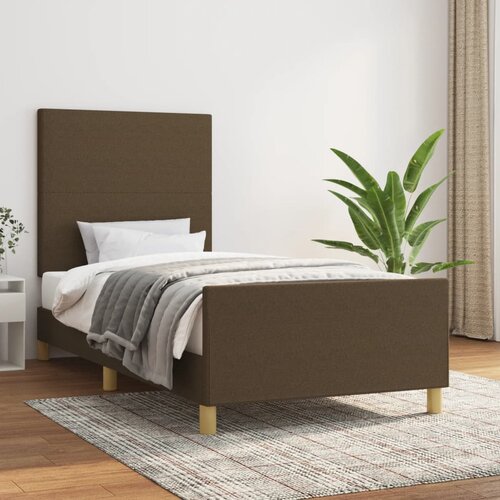 The Living Store Posteljni okvir z vzglavjem temno rjav 80x200 cm blago - Posteljni Okvir Z Vzglavjem, (21523523) Cene