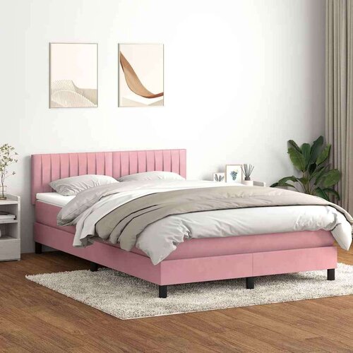  Box spring postelja z vzmetnico roza 160x210 cm žamet, (21790793) Cene