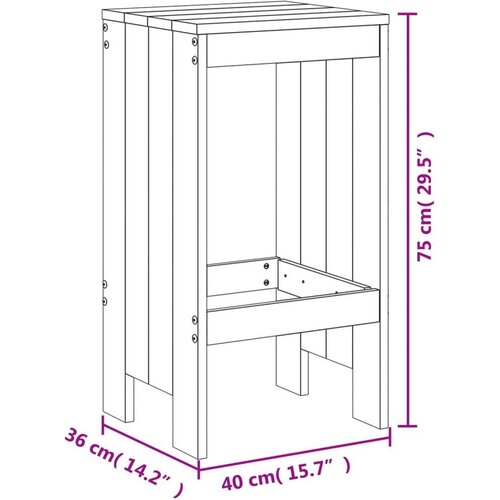 vidaXL barski stolci 2 kom sivi 40 x 36 x 75 cm od masivne borovine Cene