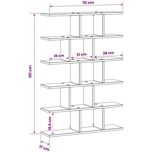  Zidna polica Crni hrast 70 x 17 x 101 cm Prerađeno drvo Slike