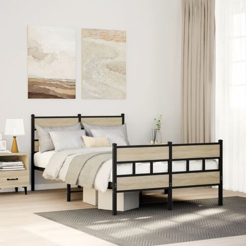 Furnova Kovinski posteljni okvir brez vzmetnice sonoma hrast 120x200 cm, (21940507) Slike