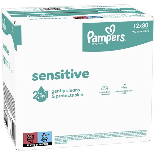 Pampers vlažilni robčki Sensitive 12x80 kos (960 kos) Slike