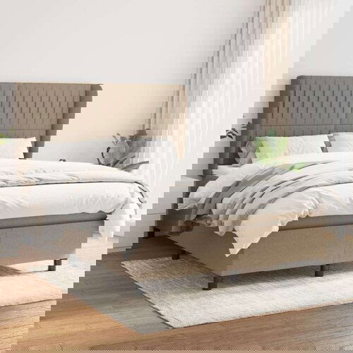  Box spring postelja z vzmetnico taupe 140x200 cm blago, (20897282) Cene