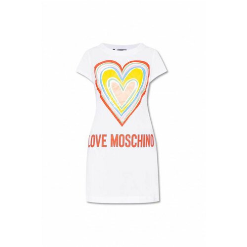 Love Moschino - - Bela ženska midi majica-haljina Slike