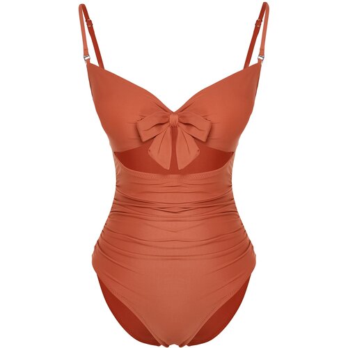 Trendyol Tile Strapless Cut Out/Windowed Hipster Swimsuit Slike