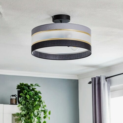  Luster na &amp;scaron;tapu HELEN 3xE27/15W/230V crna/siva/zlatna Slike