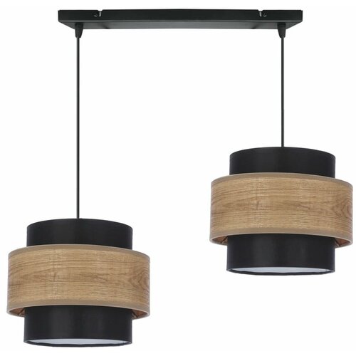 Candellux Lighting luster/visilica-twin viseća lampa crna 2x40w e27 crna+drveno abažur Cene
