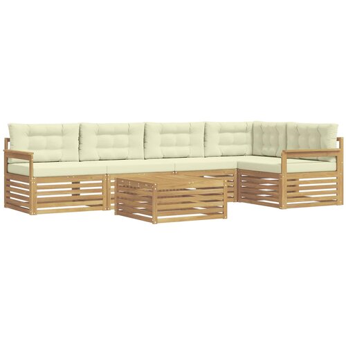 vidaXL Zunanja garnitura za sedenje 6 pcs Bela in krem Poliester, (5000282265) Cene