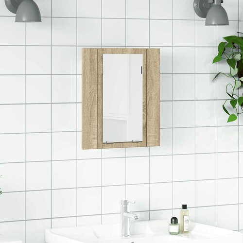  LED kupaonski ormarić s ogledalom boja hrasta 40x12x45 akrilni Cene