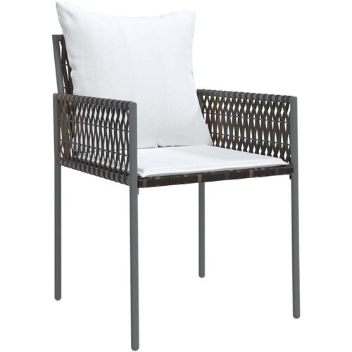 VidaXL Vrtne stolice s jastucima 6 kom smeđe 54x61x83 cm od poliratana Slike