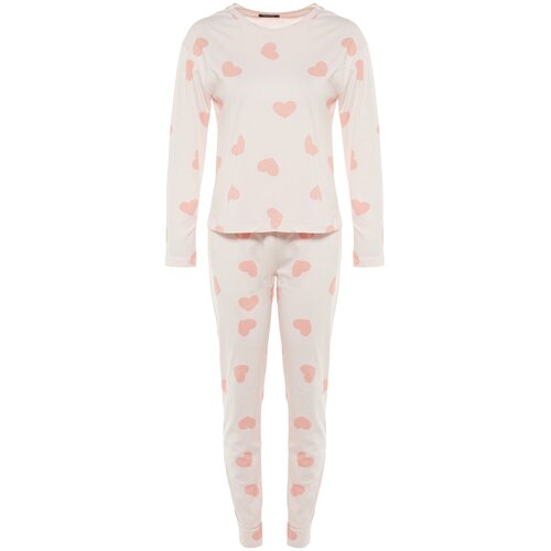 Trendyol Powder Heart Knitted Pajamas Set Cene