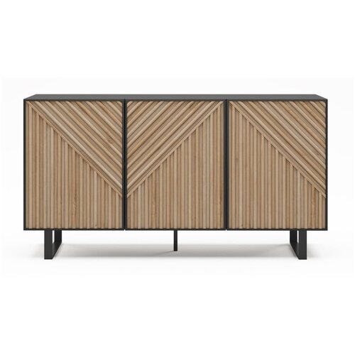 Marckeric Crna/u prirodnoj boji komoda u dekoru hrasta 151x80x40 cm Alana &amp;ndash; Slike